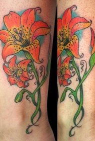 黄色的百合花纹身图案