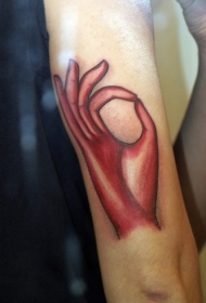 红色的佛像手纹身图案