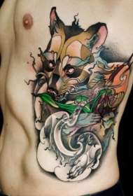 令人惊叹的New School彩色大花狸纹身图案