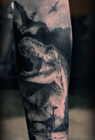 手臂华丽的插画风格各种恐龙纹身图案