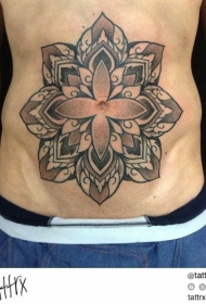 腹部点画风格印度教的花纹纹身图案