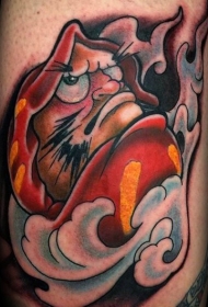 插画风格的彩色日式达摩纹身图案