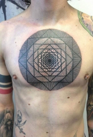 胸部黑色线条很酷的饰品纹身图案