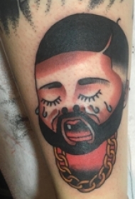 男生帅气的抽象线条个性人物肖像纹身图案