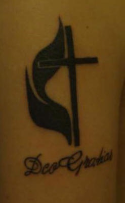 花体字符十字架基督教纹身图案