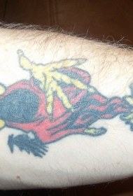 腿部彩色死亡鸟纹身图案