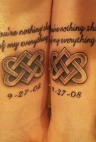 情侣手腕凯尔特结合英文字母纹身图案