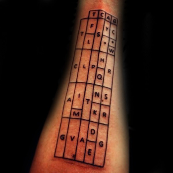 简单黑色神秘表格字母纹身图案