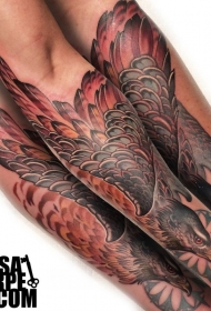 手臂old school彩色鹰与符号纹身图案