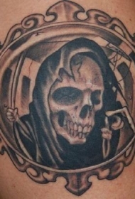 框架中的死神肖像纹身图案