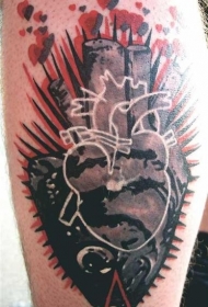 腿部装饰风格的彩色的装饰与心纹身