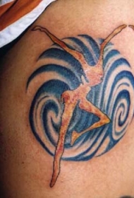 肩部彩色梦幻芭蕾彩色纹身图案