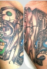 old school钞票小丑面具纹身图案