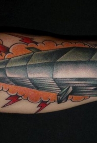 手臂几何风格的鲸鱼个性纹身图案