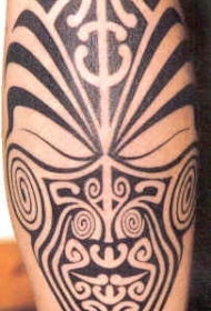 个性黑色部落面具纹身图案