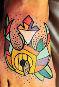 脚背五颜六色的叛逆联盟符号纹身图案