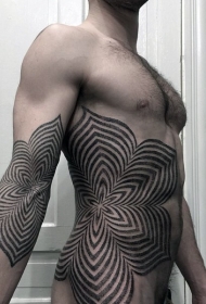 装饰风格黑色线条各种花卉纹身图案