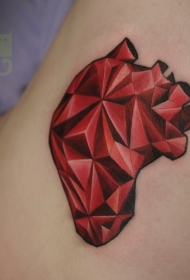 红色和黑色的立体三角形组合心脏纹身图案