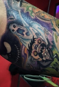 插画风格有趣的各种怪物纹身图案