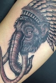 很酷的黑色印度猛犸象手臂纹身图案