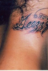 颈部英文字母纹身图案