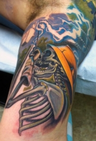 New School彩色骷髅头纹身图片