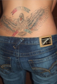 腰部彩色妇女爱国者纹身图案
