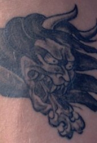 喷火的亚洲怪物头像纹身图案