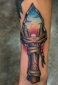 手臂old school彩色古代派克纹身图片