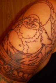 大臂快乐的弥勒佛纹身图案