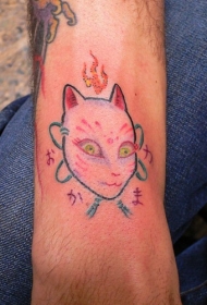 日式猫面具纹身图案