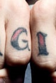 手指彩色黑暗风格字母纹身图片