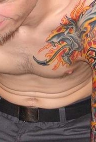 欧美手臂彩绘火焰纹身图案