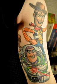 手臂old school 手绘彩色卡通玩具英雄纹身图案