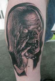 经典恶魔恐怖小腿纹身图案