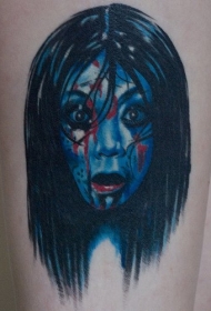 肩部彩色性感美女与蛋糕纹身图案