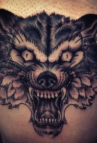 腿部保鲁夫狼头纹身图案