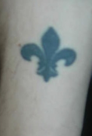 腿部黑色百合花印章纹身图案