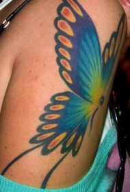 大臂彩色的飞行蝴蝶图案