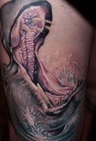 愤怒的逼真河马纹身图案