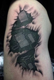 印象深刻的黑色电子版撕皮纹身图案