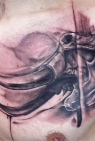 胸部可怕的猛犸骷髅纹身图案