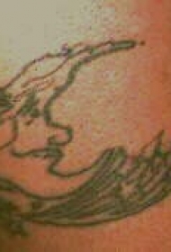 黑色线条月亮纹身图案