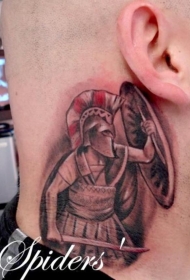 脖子棕色滑稽的武士纹身图案