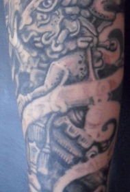 阿兹特克人的神像黑色纹身图案