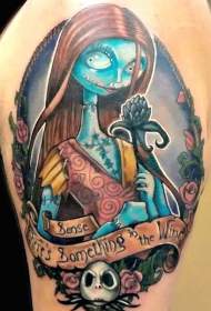 肩部彩色圣诞节主题女怪纹身