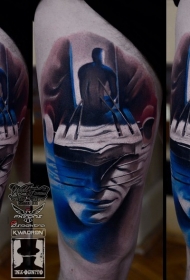 超现实主义风格彩色人形图神秘脸纹身图案