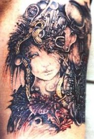 精灵和独角兽花朵纹身图案