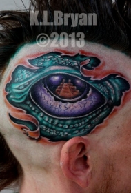 头部彩色new school龙眼纹身图案