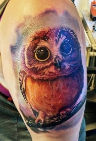 可爱的水彩猫头鹰大臂纹身图案